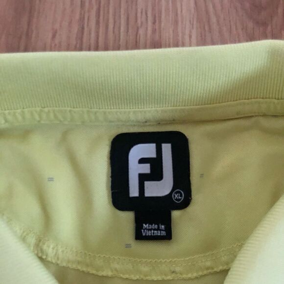 FootJoy Golf Polo Shirt Yellow w/ Gray Dots Short Sleeve - Picture 3 of 8